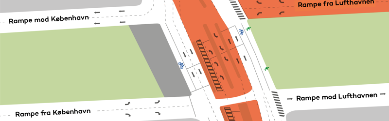 Illustration af vejarbejdet. Afkørsel 18 er spærret.