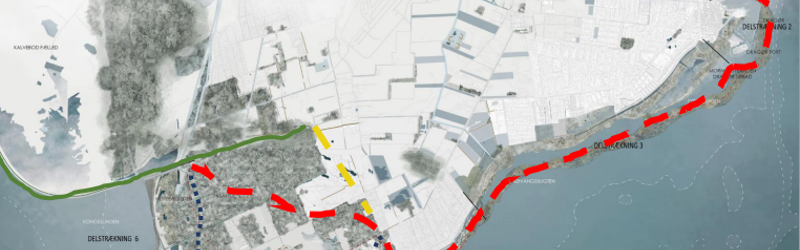 Dragør Kommunes kortforslag til staten til digeføring langs Dragørs kyst